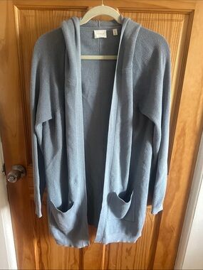 Cyrus Light Blue Open-Front Hooded Cardigan